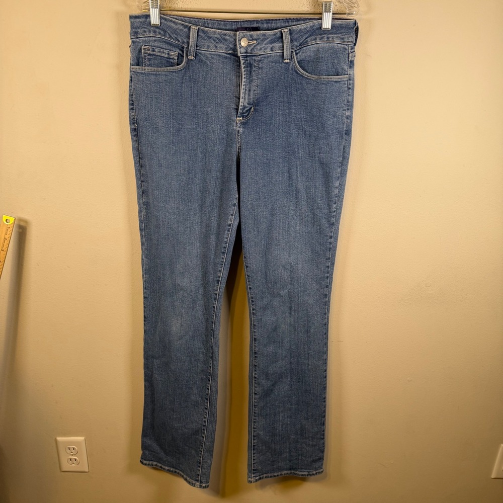 NYDJ Women Straight Leg Lift Tuck Technology Blue Jeans Size 12